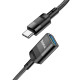 Кабель HOCO U107 Type-C male to USB female USB3.0 3A, 1.2m, nylon, aluminum connectors, Black (6931474761934)