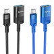 Кабель HOCO U107 Type-C male to USB female USB3.0 3A, 1.2m, nylon, aluminum connectors, Black (6931474761934)