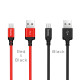Кабель HOCO X14 USB to Micro 2,4A, 1m, nylon, aluminum connectors, Black (6957531062844)