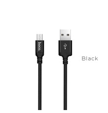 Кабель HOCO X14 USB to Micro 2,4A, 1m, nylon, aluminum connectors, Black (6957531062844)