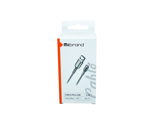 Кабель Mibrand MI-71 Metal Braided Cable USB for Micro 2.4A 1m Navy Blue (MIDC/71MNB)