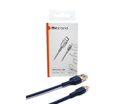 Кабель Mibrand MI-71 Metal Braided Cable USB for Micro 2.4A 1m Navy Blue (MIDC/71MNB)