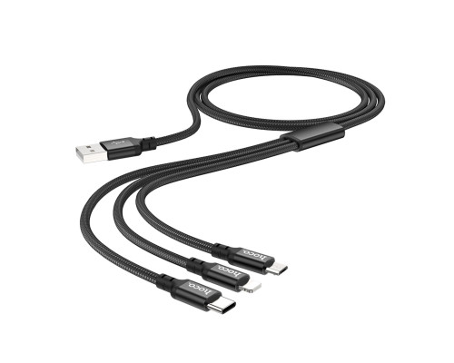 Кабель HOCO X14 3-in-1 Times speed charging cable iP+Micro+Type-C Black (6931474719157)