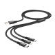 Кабель HOCO X14 3-in-1 Times speed charging cable iP+Micro+Type-C Black (6931474719157)