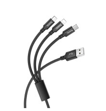 Кабель HOCO X14 3-in-1 Times speed charging cable iP+Micro+Type-C Black (6931474719157)