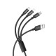 Кабель HOCO X14 3-in-1 Times speed charging cable iP+Micro+Type-C Black (6931474719157)