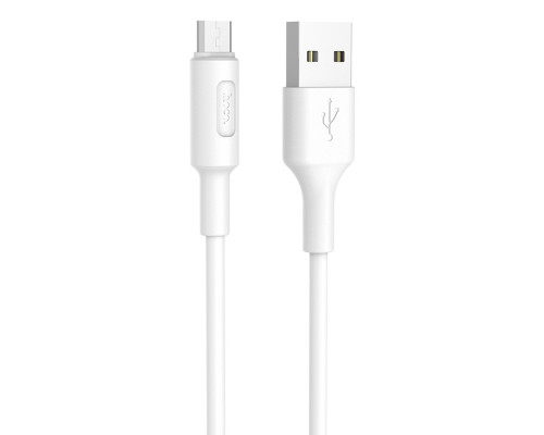 Кабель HOCO X25 USB to Micro 2A, 1m, PVC, PVC connectors, White (6957531080138)