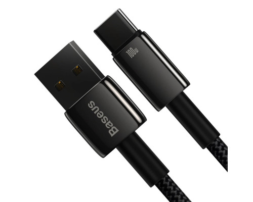 Кабель Baseus Tungsten Gold Fast Charging Data Cable USB to Type-C 100W 1m Black (CAWJ000001)