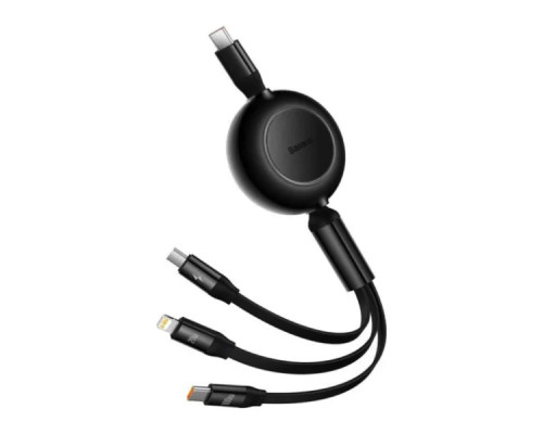 Кабель Baseus Bright Mirror 2 Series Retractable 3-in-1 Fast Charging Data Cable Type-C to M+L+C 100W 1.1m Black (CAMJ010201)