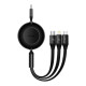 Кабель Baseus Bright Mirror 2 Series Retractable 3-in-1 Fast Charging Data Cable Type-C to M+L+C 100W 1.1m Black (CAMJ010201)