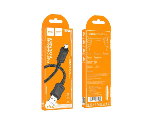 Кабель HOCO X94 Leader charging data cable Micro Black (6931474794260)