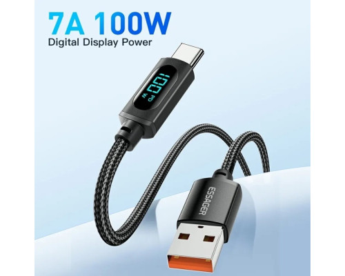 Кабель Essager Enjoy LED Digital Display USB Charging Cable USB A to Type C 100W 1m black (EXCT-XY01-P) (EXCT-XY01-P)