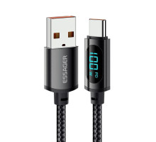 Кабель Essager Enjoy LED Digital Display USB Charging Cable USB A to Type C 100W 1m black (EXCT-XY01-P) (EXCT-XY01-P)