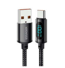 Кабель Essager Enjoy LED Digital Display USB Charging Cable USB A to Type C 100W 1m black (EXCT-XY01-P) (EXCT-XY01-P)