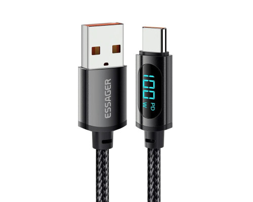 Кабель Essager Enjoy LED Digital Display USB Charging Cable USB A to Type C 100W 1m black (EXCT-XY01-P) (EXCT-XY01-P)