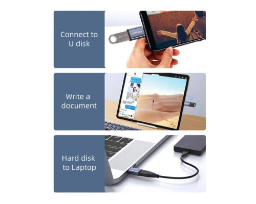 Адаптер Essager Soray OTG (Type-C Female to USB -AMale) USB3.0 Adaptor grey (EZJCA-SRB0G) (EZJCA-SRB0G)