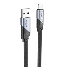 Кабель HOCO U119 USB to iP 2.4A, 1.2m, nylon, aluminum connectors, Black (6942007604987)
