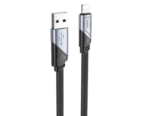 Кабель HOCO U119 USB to iP 2.4A, 1.2m, nylon, aluminum connectors, Black (6942007604987)