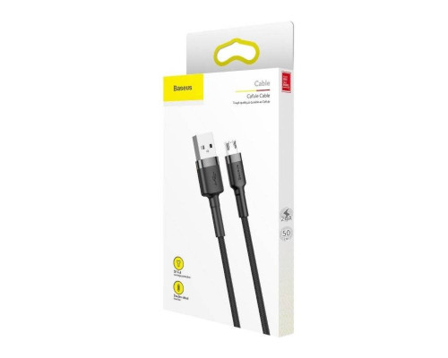Кабель Baseus cafule Cable USB For Micro 2.4A 0.5M Gray+Black (CAMKLF-AG1)