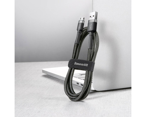 Кабель Baseus cafule Cable USB For Micro 2.4A 0.5M Gray+Black (CAMKLF-AG1)