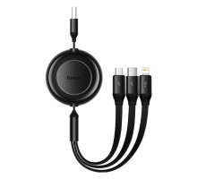 Кабель Baseus Bright Mirror 2 Series Retractable 3-in-1 Fast Charging Data Cable USB to M+L+C 3.5A 1.1m Black (CAMJ010001)