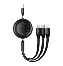 Кабель Baseus Bright Mirror 2 Series Retractable 3-in-1 Fast Charging Data Cable USB to M+L+C 3.5A 1.1m Black (CAMJ010001)