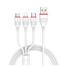 Кабель BOROFONE BX17 3-in-1 Enjoy charging cable for iP+Micro+Type-C White (6957531099369)