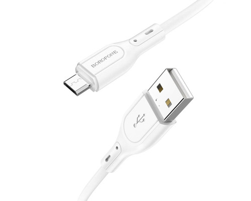 Кабель BOROFONE BX66 Wide way silicone charging data cable for Micro White (6974443382433)
