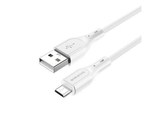 Кабель BOROFONE BX66 Wide way silicone charging data cable for Micro White (6974443382433)