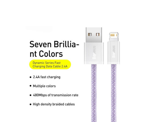 Кабель Baseus Dynamic Series Fast Charging Data Cable USB to iP 2.4A 2m Purple (CALD000505)