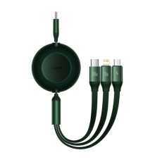 Кабель Baseus Bright Mirror 2 Series Retractable 3-in-1 Fast Charging Data Cable Type-C to M+L+C 100W 1.1m Green (CAMJ010206)