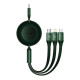 Кабель Baseus Bright Mirror 2 Series Retractable 3-in-1 Fast Charging Data Cable Type-C to M+L+C 100W 1.1m Green (CAMJ010206)