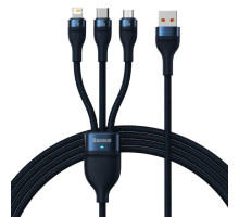 Кабель Baseus Flash Series Ⅱ One-for-three Fast Charging Data Cable USB to M+L+C 100W 1.2m Blue (CASS030003)