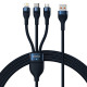 Кабель Baseus Flash Series Ⅱ One-for-three Fast Charging Data Cable USB to M+L+C 100W 1.2m Blue (CASS030003)