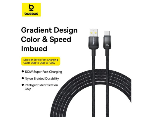 Кабель Baseus Discolor Series Fast Charging Cable USB to USB-C 100W 1m Cluster Black (P10374903111-00)