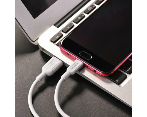 Кабель BOROFONE BX33 USB to Micro 4A, 1m, silicone, PVC connectors, White (BX33MW)