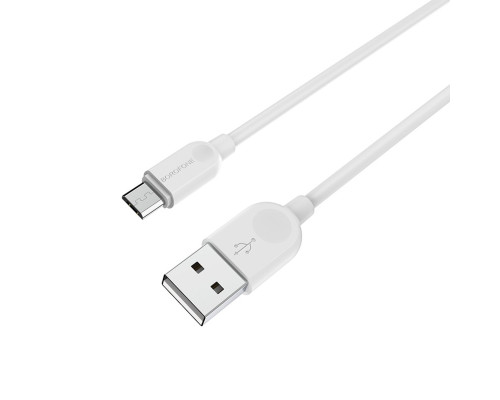 Кабель BOROFONE BX14 USB to Micro 2.4A, 1m, PVC, TPE connectors, White (BX14M1W)