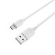 Кабель BOROFONE BX14 USB to Micro 2.4A, 1m, PVC, TPE connectors, White (BX14M1W)