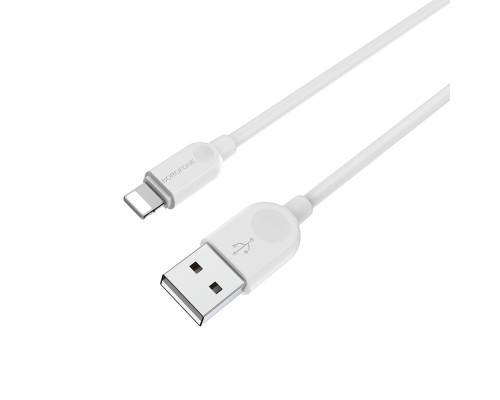 Кабель BOROFONE BX14 USB to iP 2.4A, 2m, PVC, TPE connectors, White (BX14L2W)