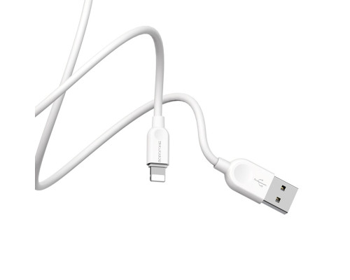 Кабель BOROFONE BX14 USB to iP 2.4A, 2m, PVC, TPE connectors, White (BX14L2W)