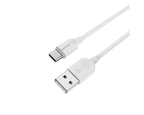 Кабель BOROFONE BX14 USB to Type-C 2.4A, 2m, PVC, TPE connectors, White (BX14C2W)