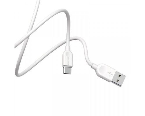 Кабель BOROFONE BX14 USB to Type-C 2.4A, 2m, PVC, TPE connectors, White (BX14C2W)