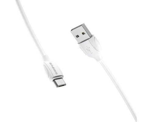 Кабель BOROFONE BX19 USB to Micro 2.4A, 1m, PVC, TPE connectors, White (BX19MW)
