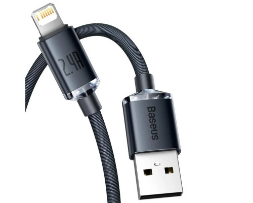 Кабель Baseus Crystal Shine Series Fast Charging Data Cable USB to iP 2.4A 1.2m Black (CAJY000001)