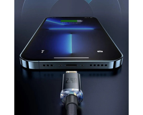 Кабель Baseus Crystal Shine Series Fast Charging Data Cable USB to iP 2.4A 1.2m Black (CAJY000001)