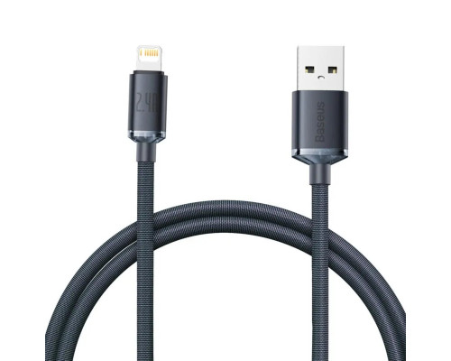 Кабель Baseus Crystal Shine Series Fast Charging Data Cable USB to iP 2.4A 1.2m Black (CAJY000001)