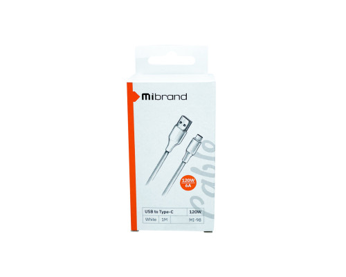 Кабель Mibrand MI-98 PVC Tube Cable USB for Type-C 120W 1m White (MIDC/98TW)