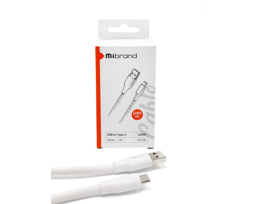 Кабель Mibrand MI-98 PVC Tube Cable USB for Type-C 120W 1m White (MIDC/98TW)