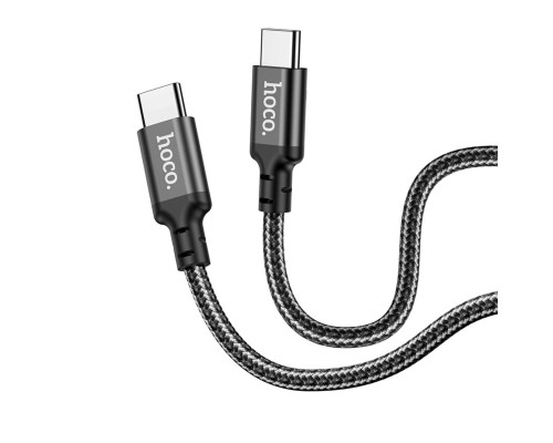 Кабель HOCO X14 Type-C to Type-C 60W, 1m, nylon, aluminum connectors, Black (6931474752215)