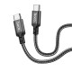 Кабель HOCO X14 Type-C to Type-C 60W, 1m, nylon, aluminum connectors, Black (6931474752215)